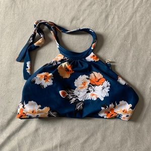 flower high neck bikini top